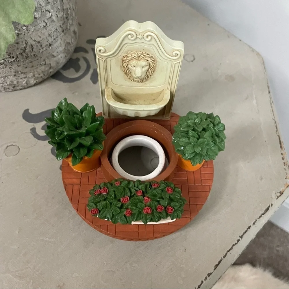 Vintage Garden Scene Ceramic Dinner Taper Candle Caper